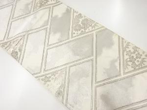 アンティーク　檜垣に花模様織出し袋帯（材料）